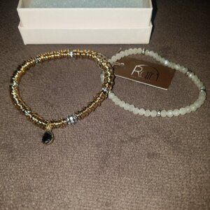 Costume Gold "Rain" Brand Stretchy Bracelet Set Of 2 - Brand New